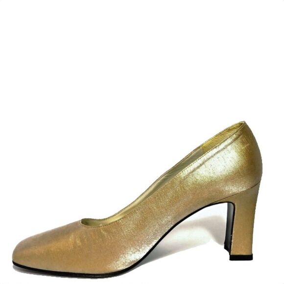 Stuart Weitzman Gold Textile Pumps Sz 8.5AA - Picture 5 of 8